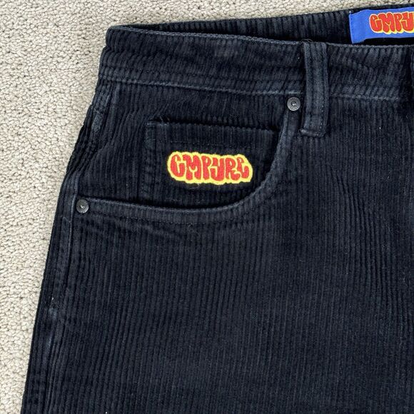 Empyre Black Relaxed Fit Baggy Skate Corduroy Pants Size 30x28 Black Grunge Y2k - Picture 3 of 7